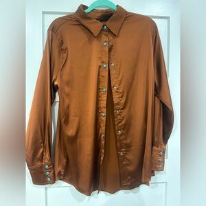 Satin & Turquoise button down - brand new